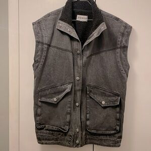 Steve Madden Aubrey Oversized Sherpa Lined Denim Vest